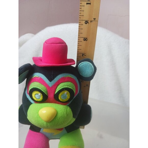 Five Nights At Freddys Blacklight Glamrock  Plush Bear Hat Neon Colors 8" - Picture 8 of 8